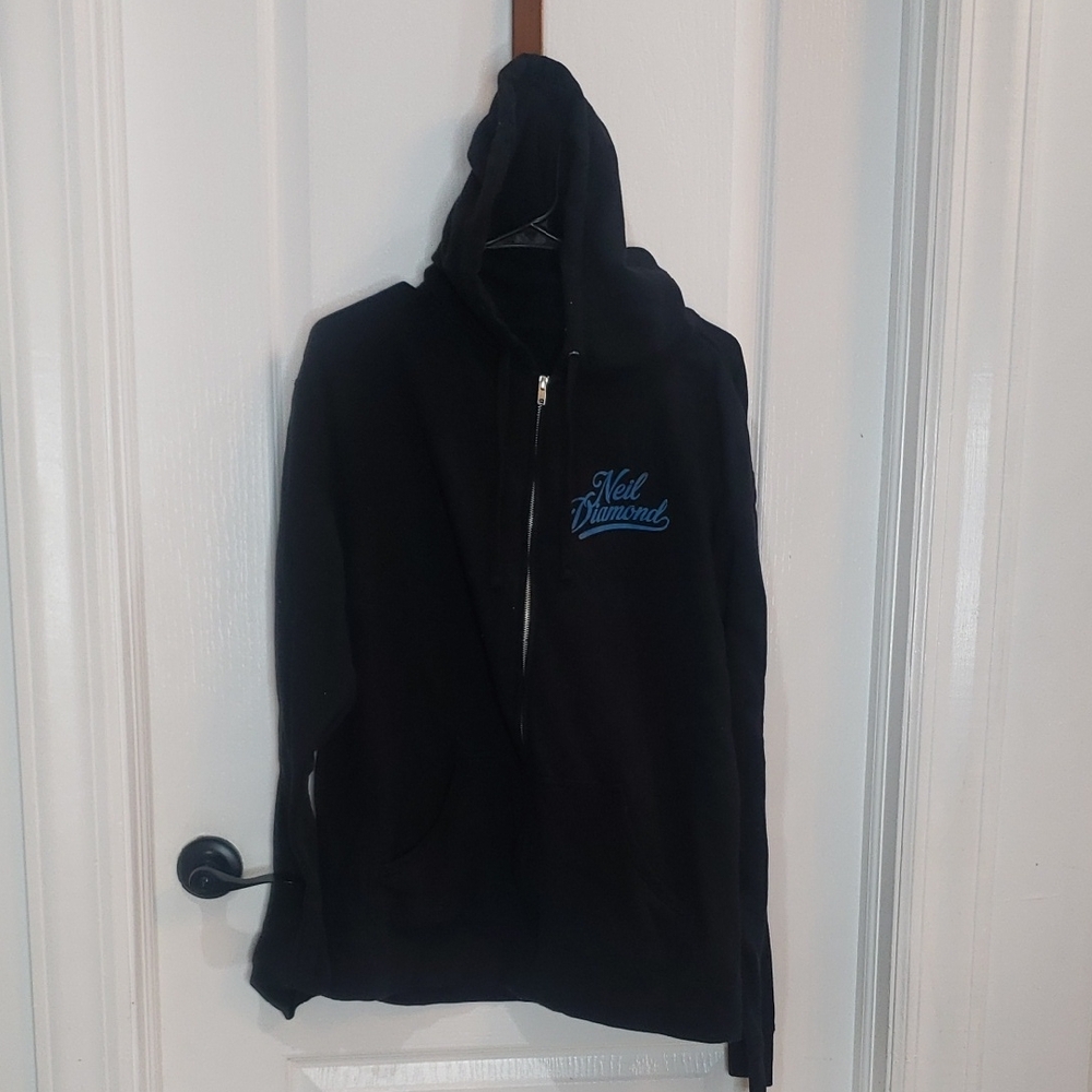 Neil Diamond Sweet Caroline Zip Up Hoodie Black Size XL 50 Year World Tour